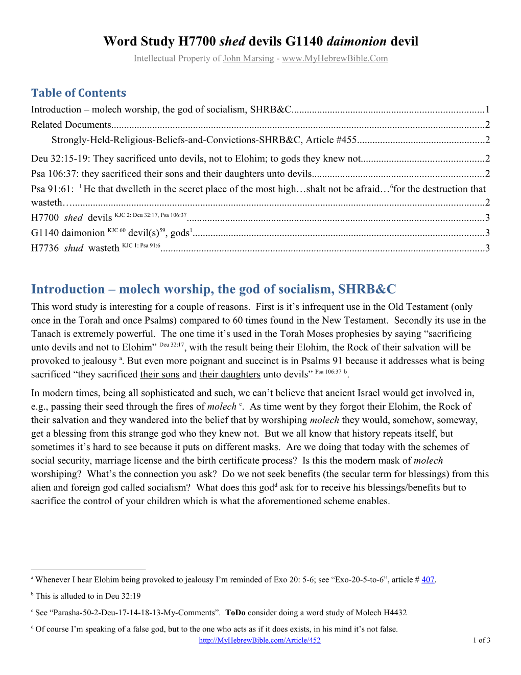 Word Study H7700 Shed Devils G1140 Daimonion Devil