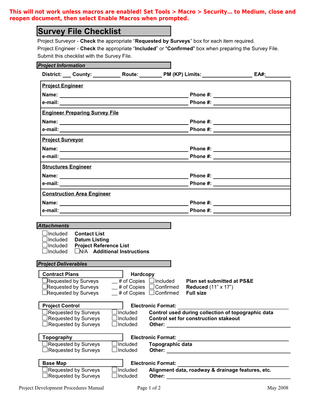 Submit This Checklist with the Survey File. Another File