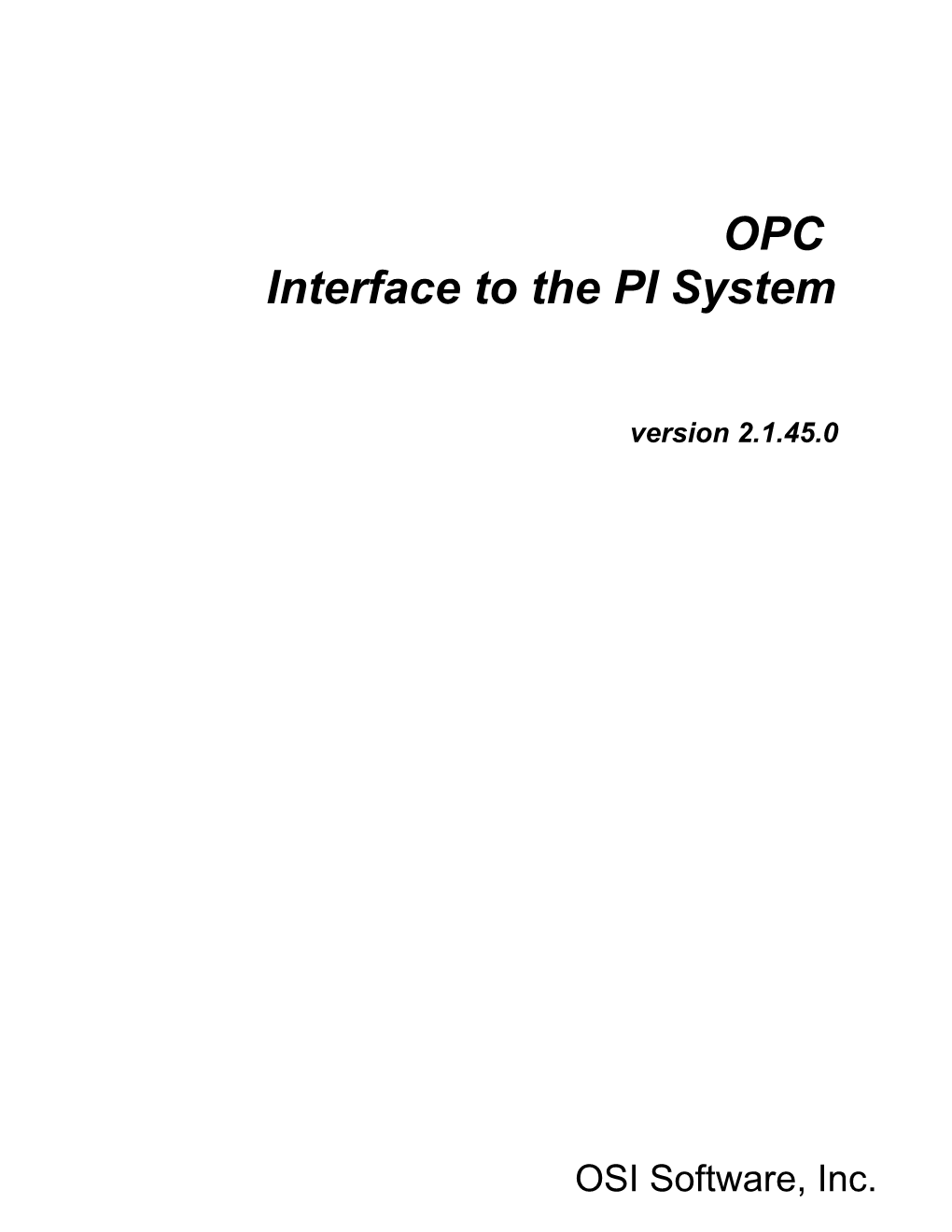 OPC Interface to the PI System
