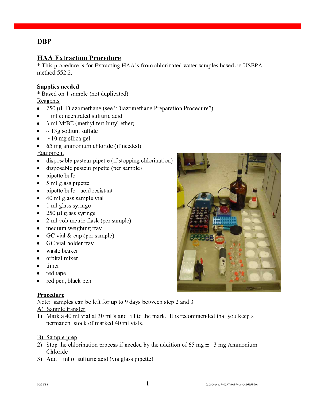 HAA Extraction Procedure