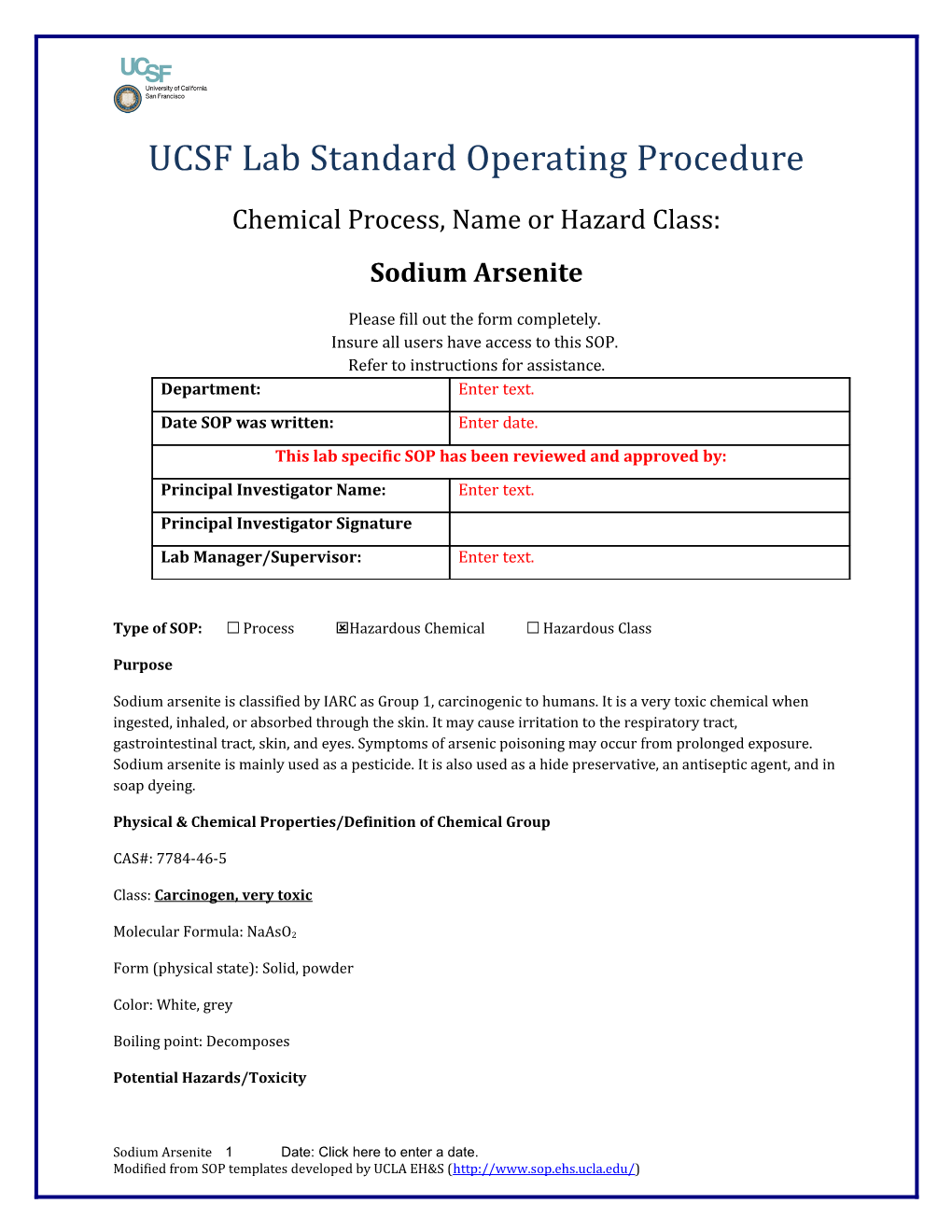 UCSF Lab Standard Operating Procedure