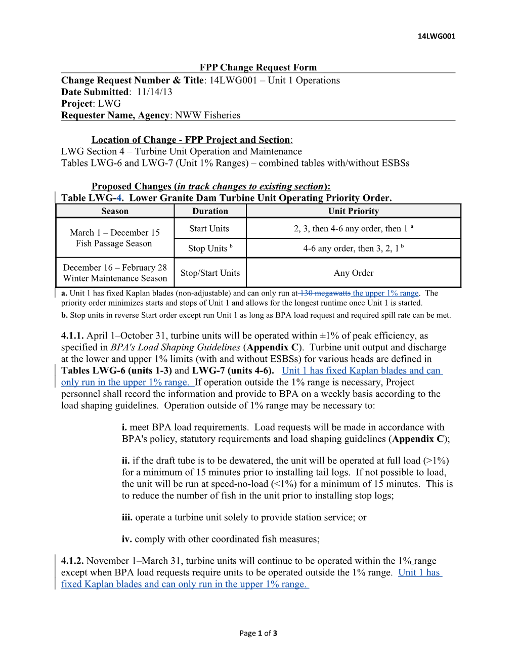 Draft FPP Change Form