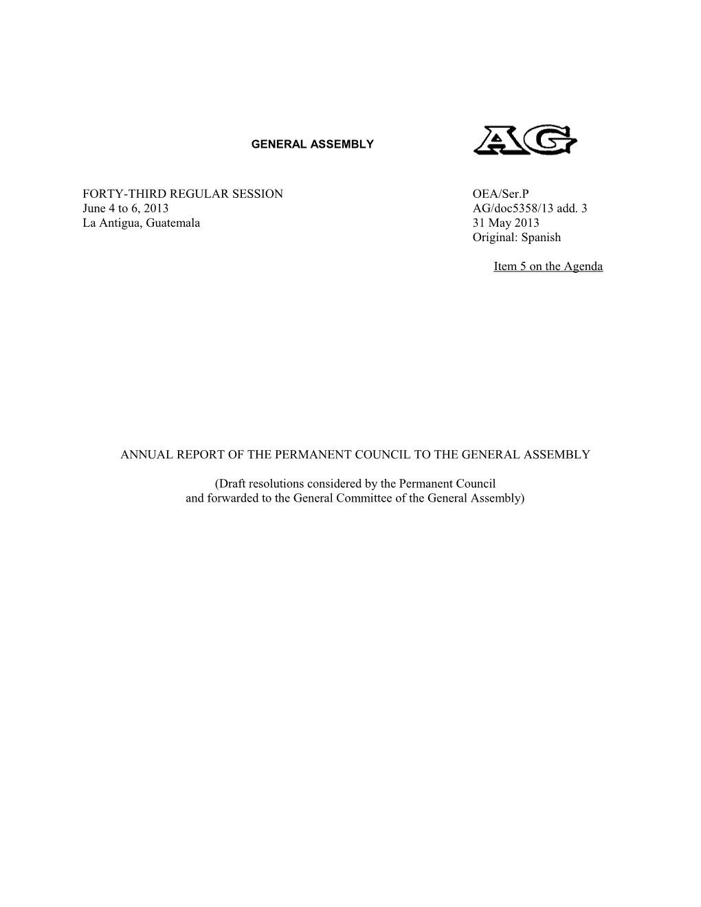 Annual Report of the Permanent Council to the General Assembly