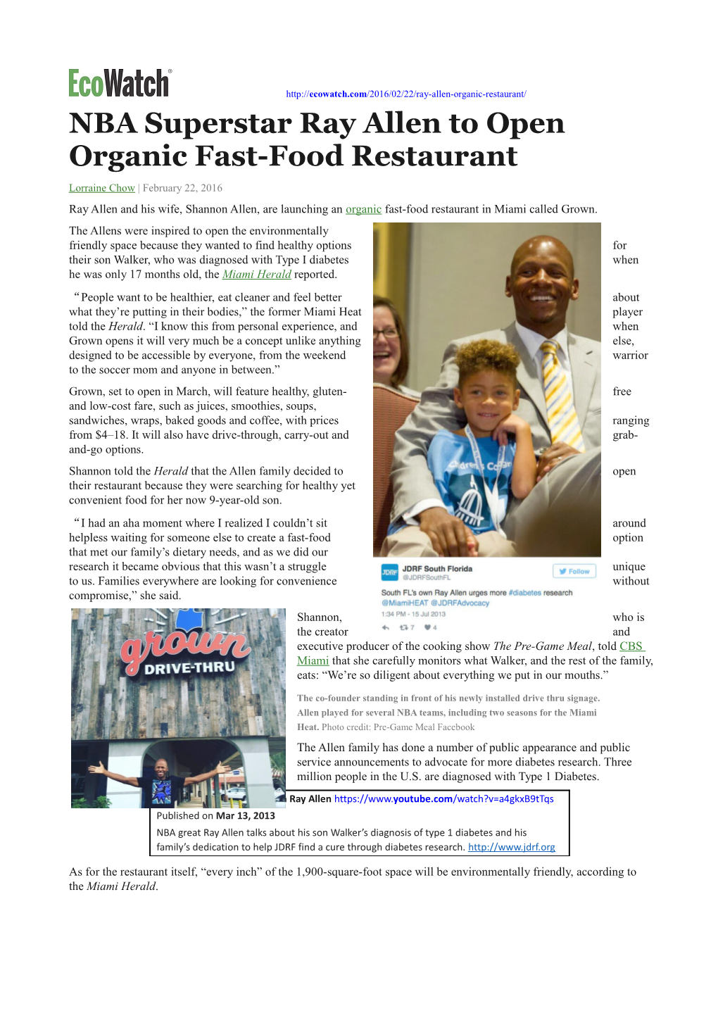 NBA Superstar Ray Allen to Open Organic Fast-Food Restaurant
