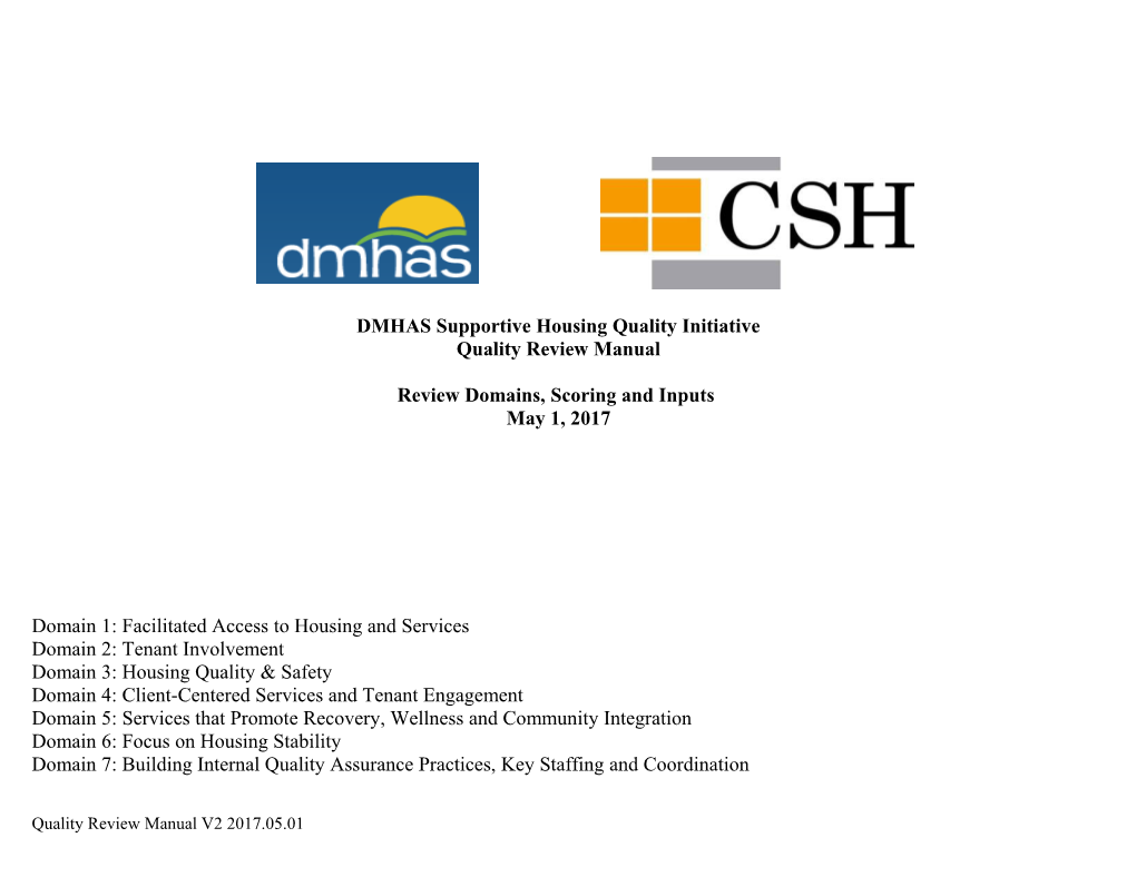DMHAS Supportive Housing Quality Initiative