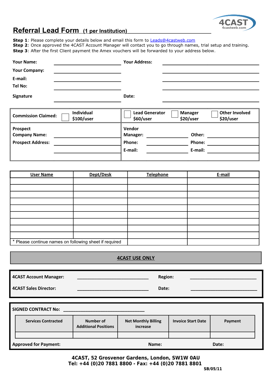 Referral Lead Form (1 Per Institution)