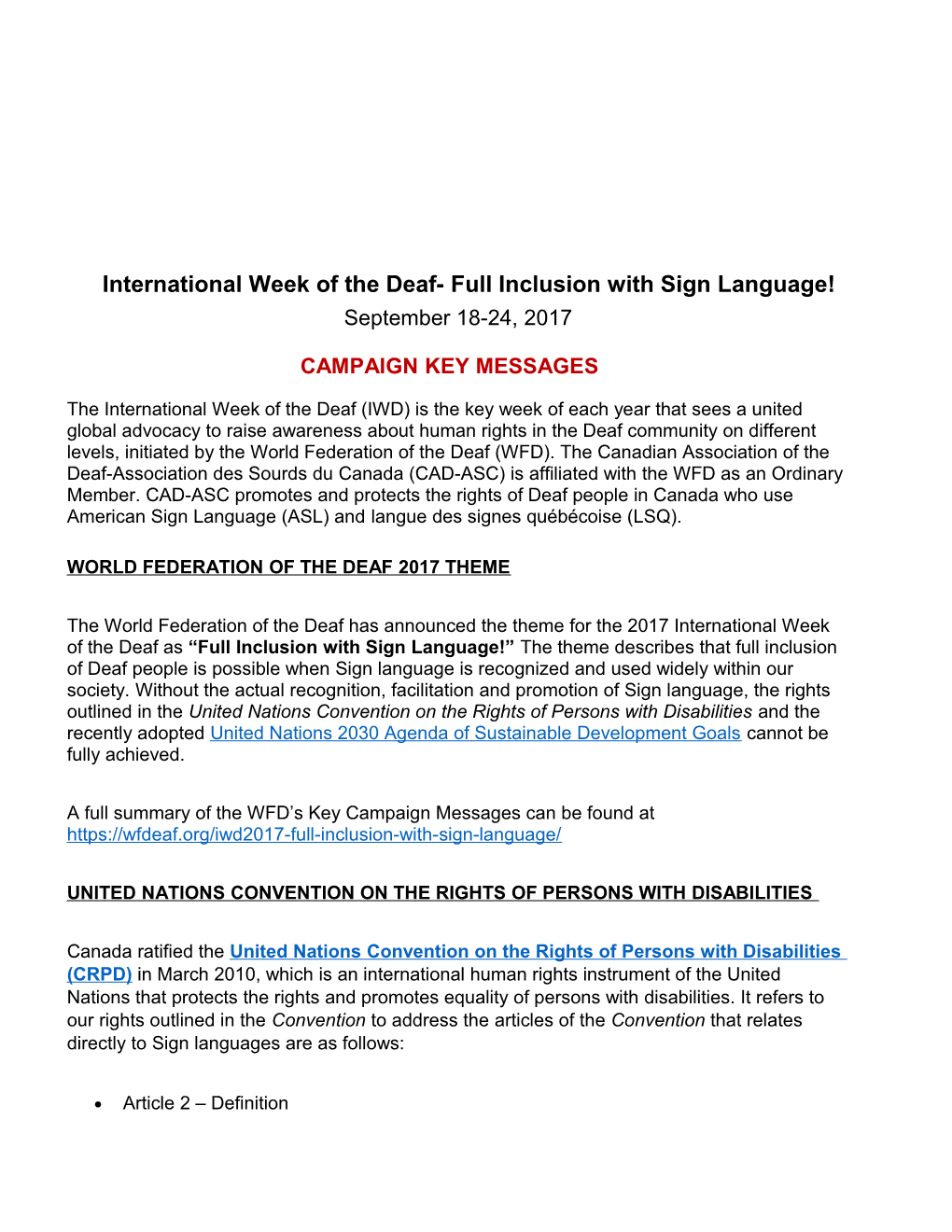 International Week of the Deaf- Full Inclusion with Sign Language!