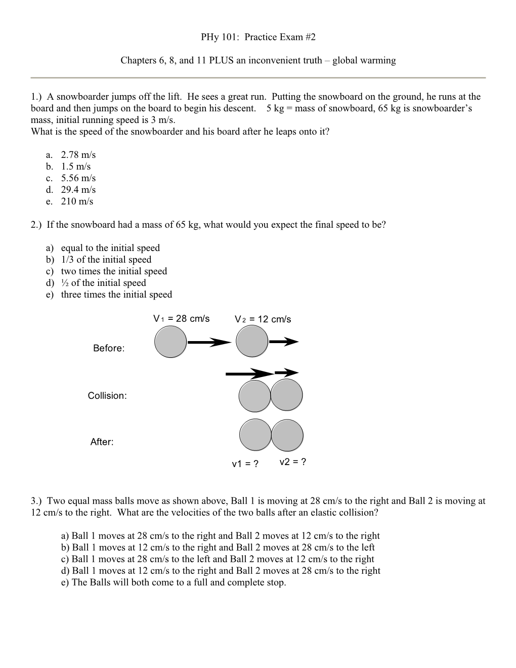 Phy 101: Practice Exam #2