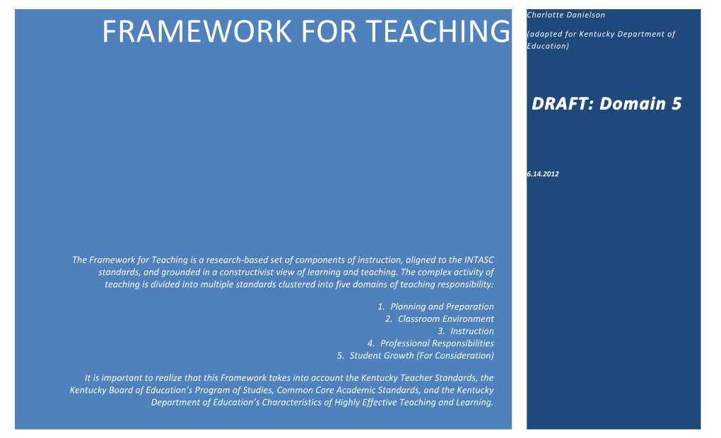 Kentucky Adapted Danielson 2011 Framework for Teaching