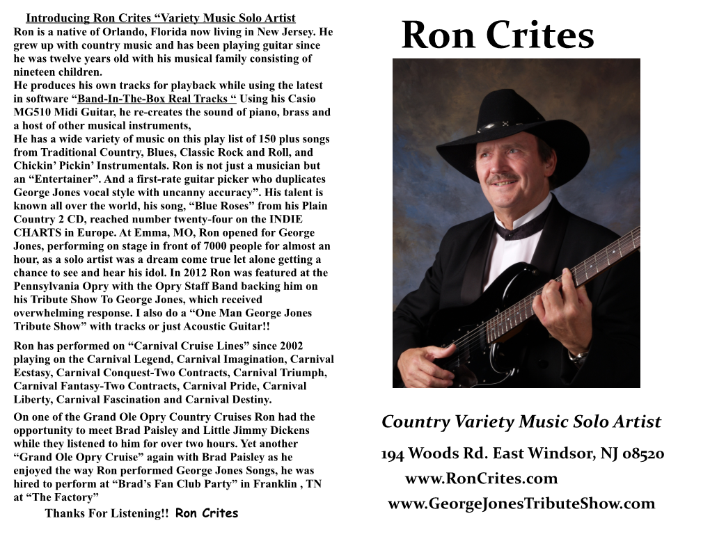 Introducing Ron Crites Variety Music Solo Artist