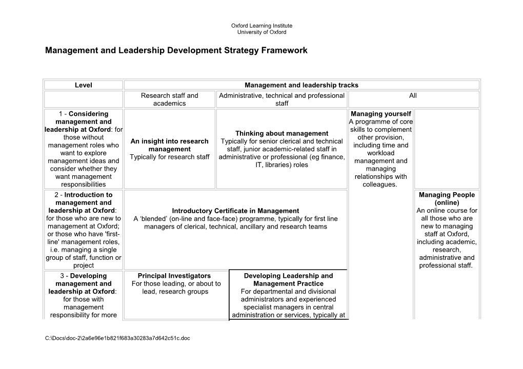 Proposed Updated Version of the M and LDS Framework