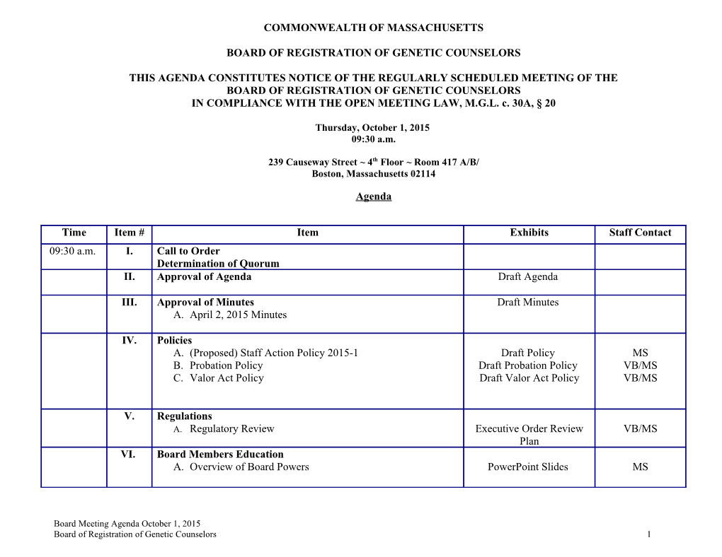 Board of Registration of Genetic Counselors