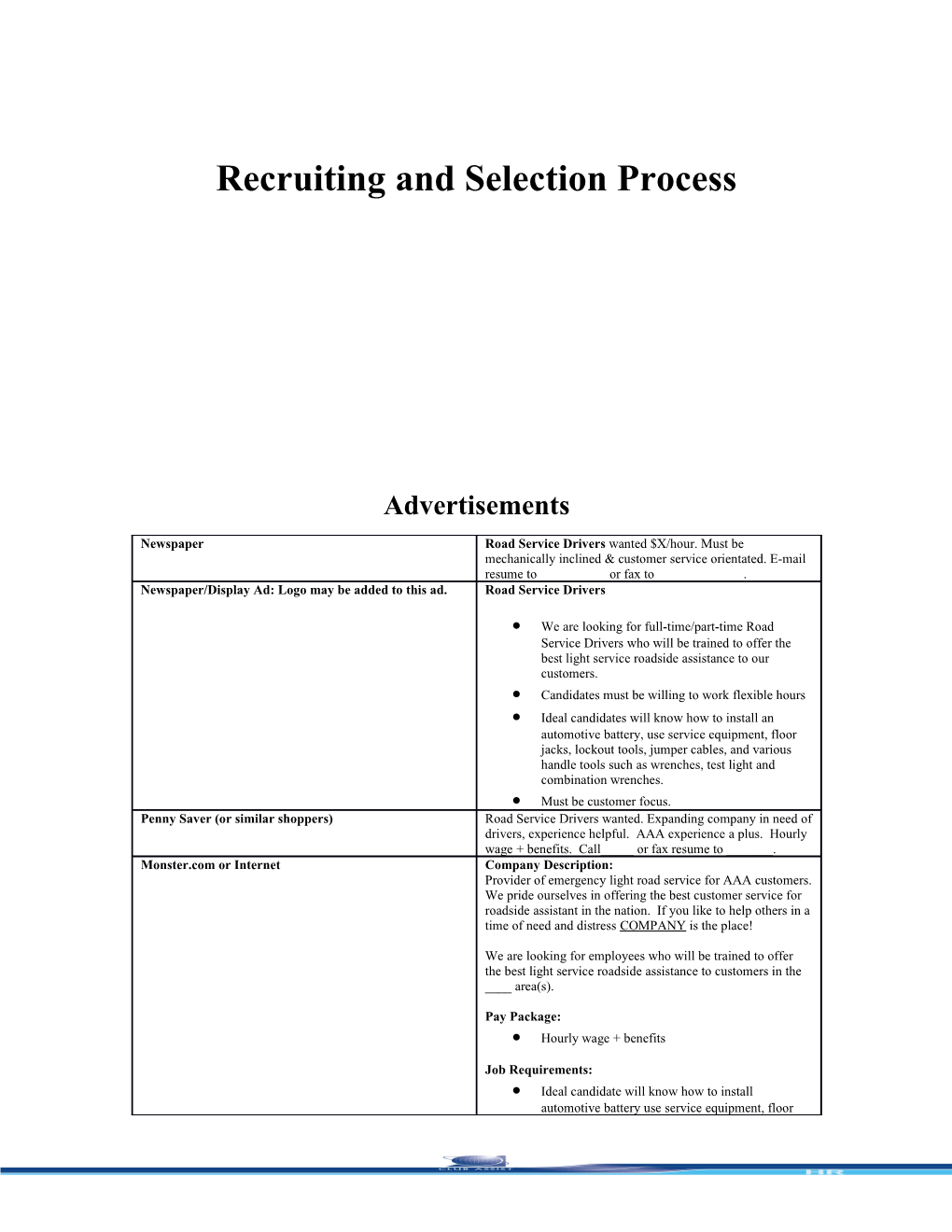 Recruiting and Selection Process