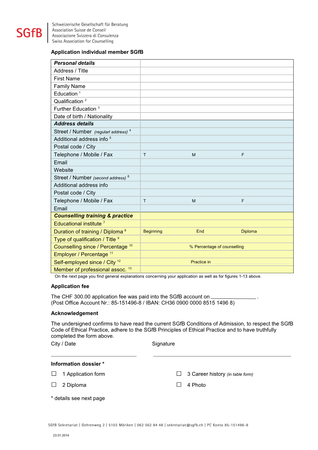 Application Individual Member Sgfb