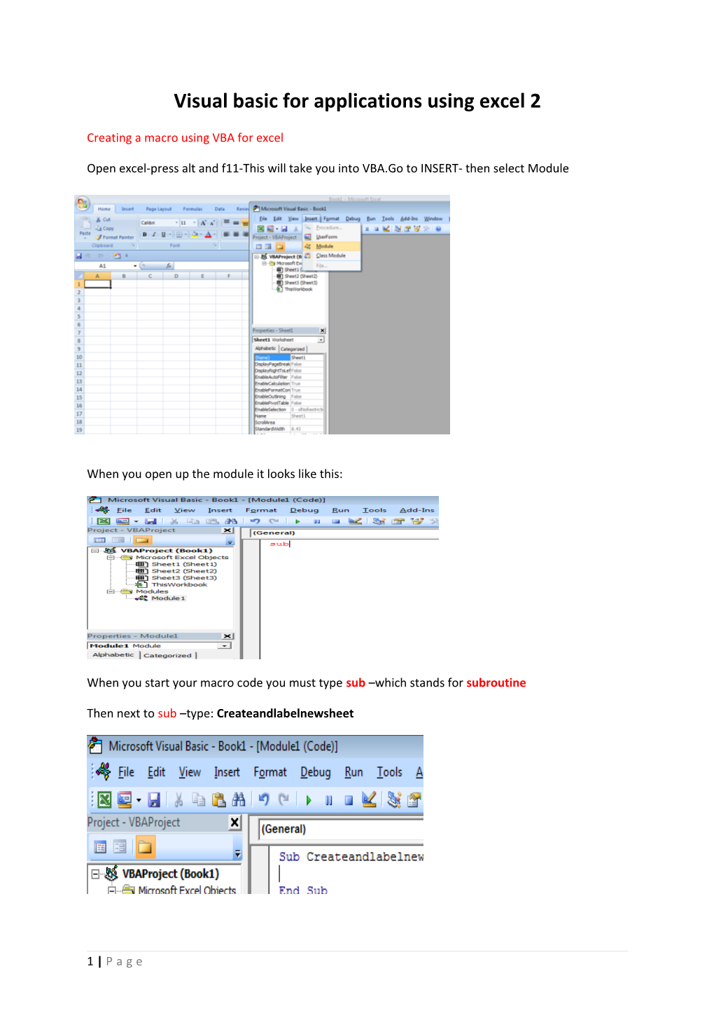 Visual Basic for Applications Using Excel 2