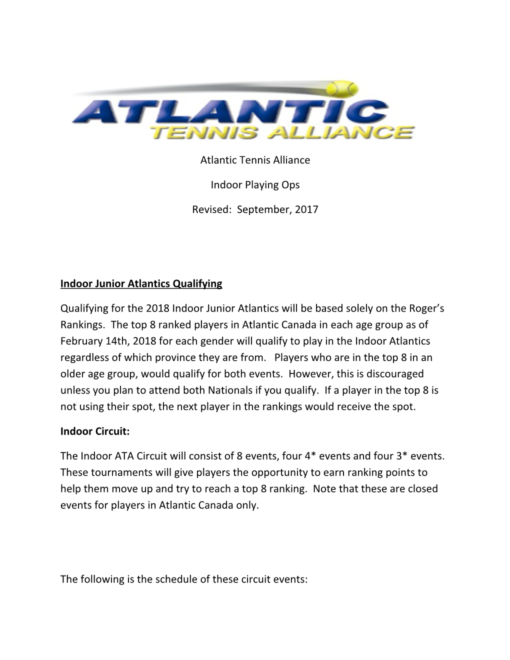 Indoor Junior Atlantics Qualifying