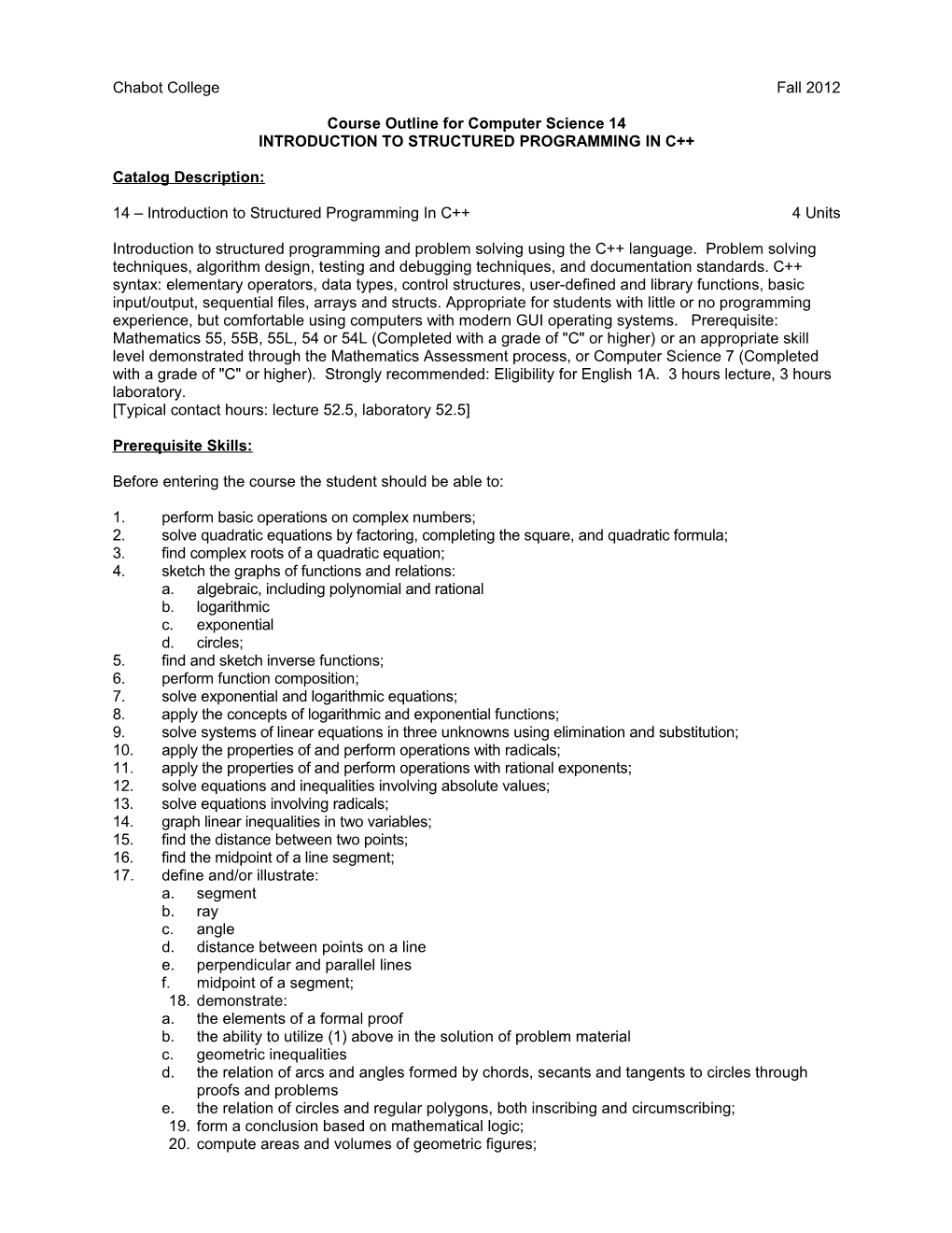 Course Outline for Computer Science 14, Page 4