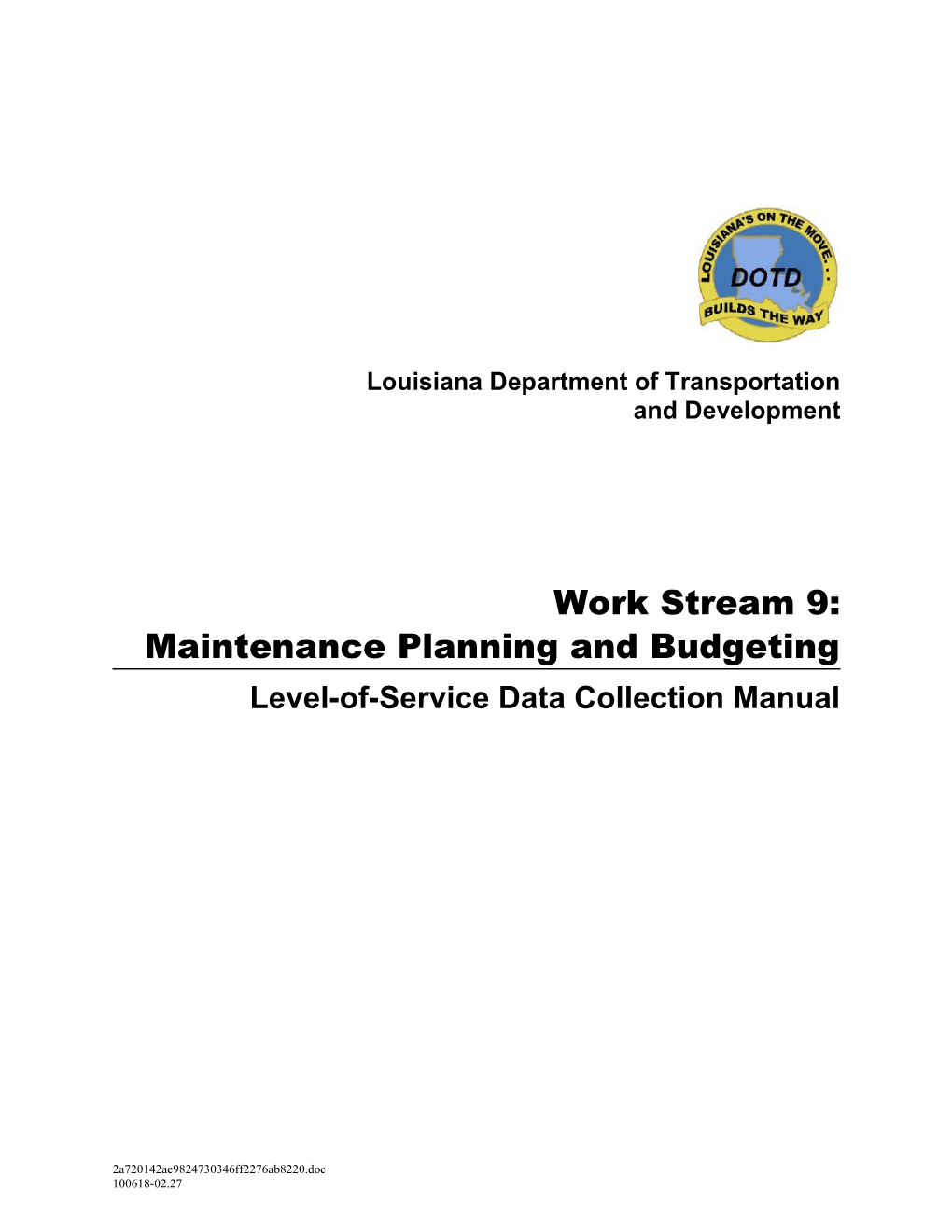 Level-Of-Service Data Collection Manual
