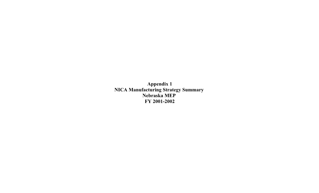 NICA Manufacturing Strategy Summary