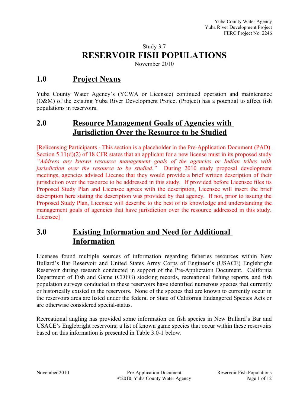 Reservoir Fish Populations