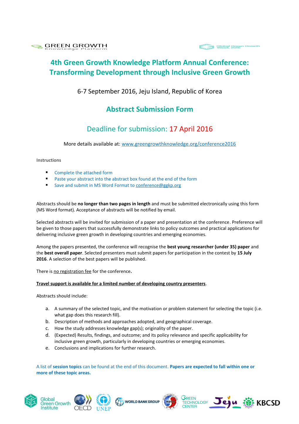 4Th Green Growth Knowledge Platform Annual Conference