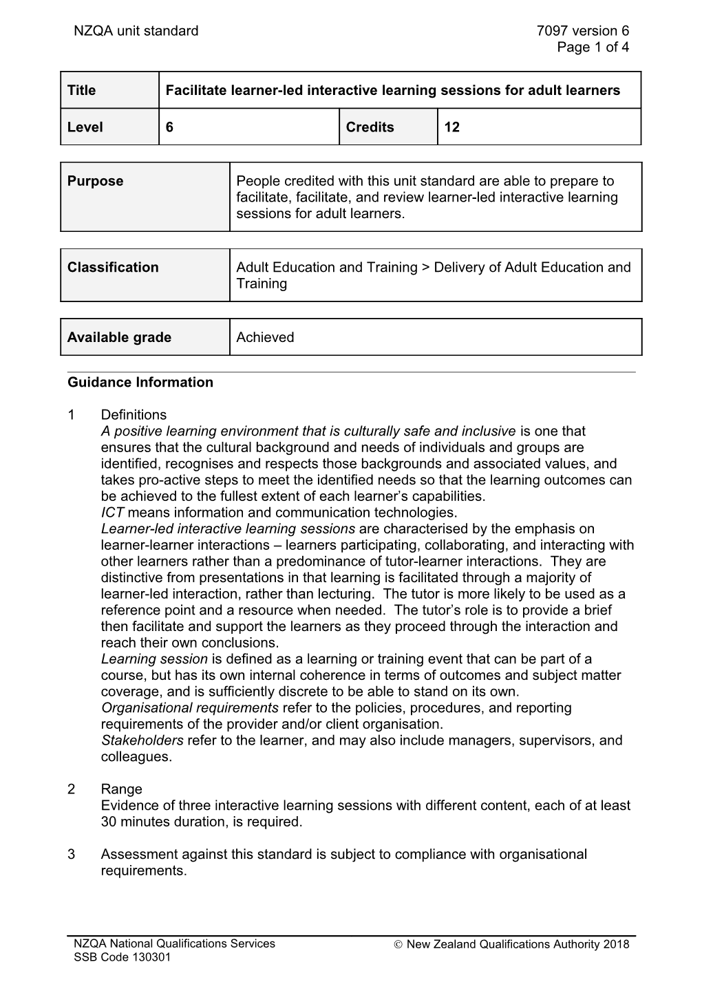 7097 Facilitate Learner-Led Interactive Learning Sessions for Adult Learners