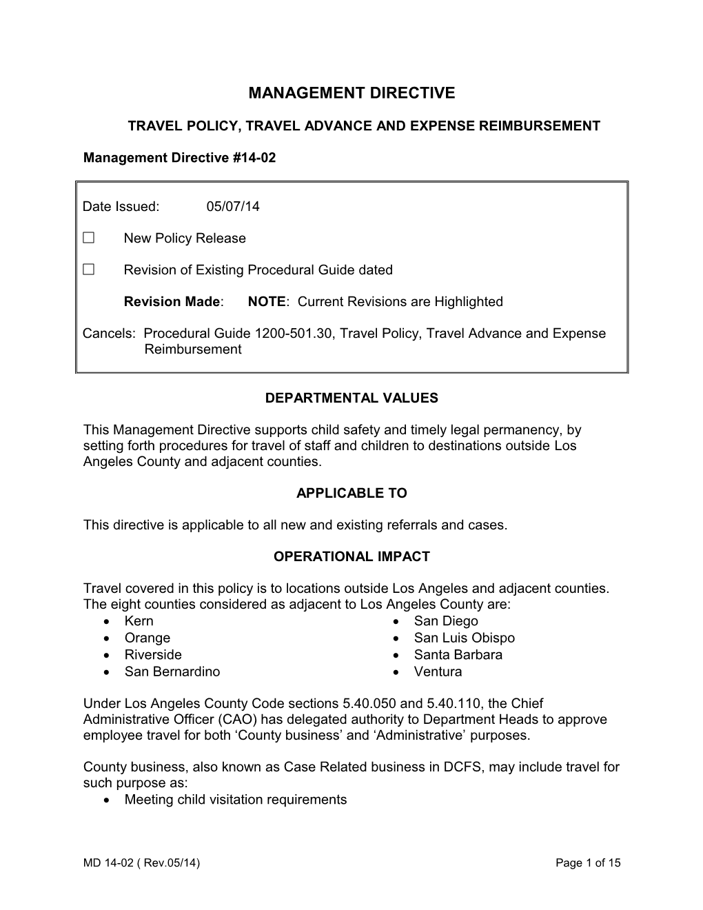 Travel Policy, Travel Advanceand Expense Reimbursement