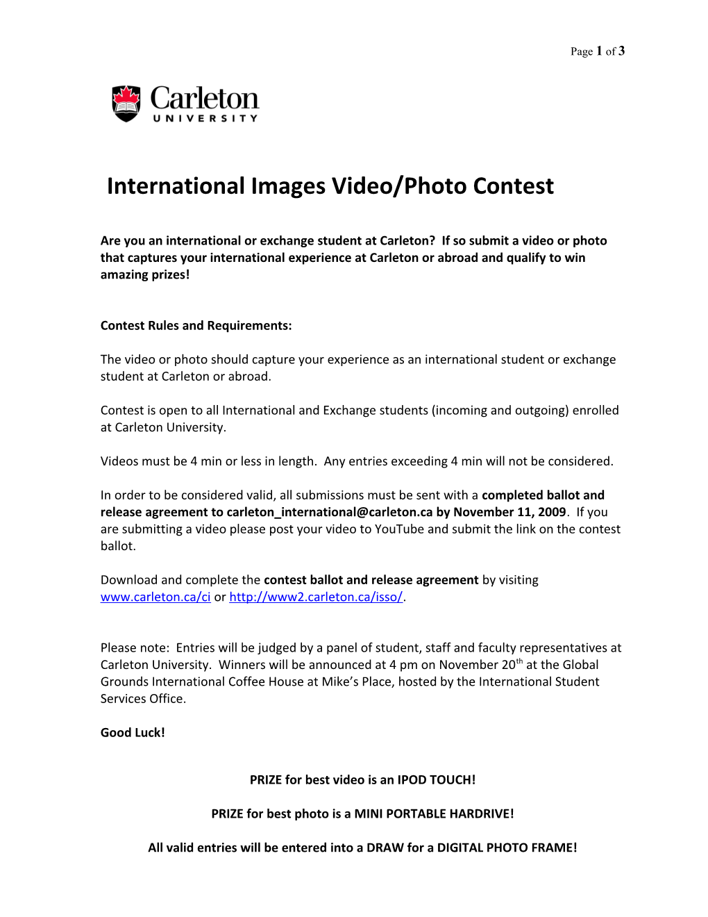 International Images Video/Photo Contest