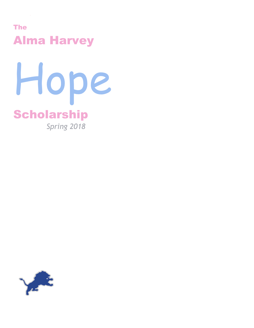 The Alma Harvey Hope Scholarship 2018