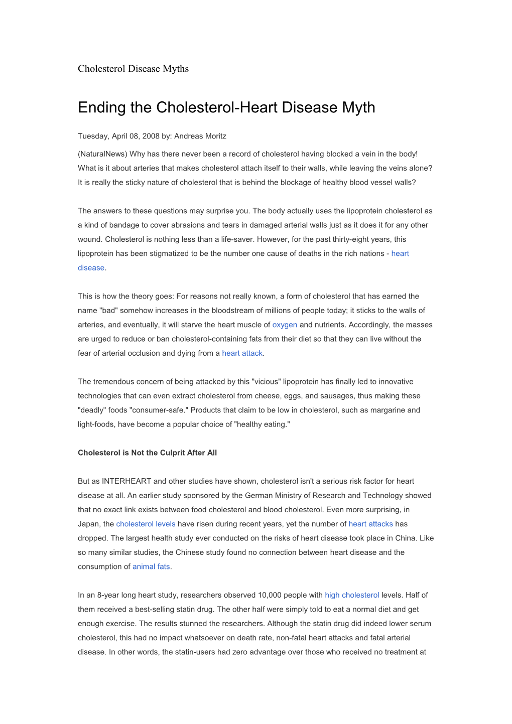 Cholesterol Disease Myths