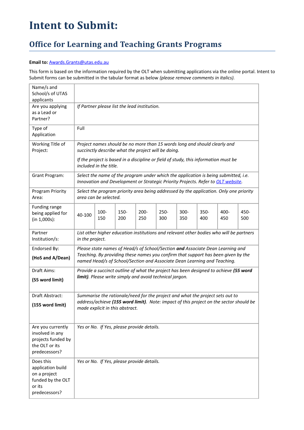 Office for Learning and Teaching Grants Programs