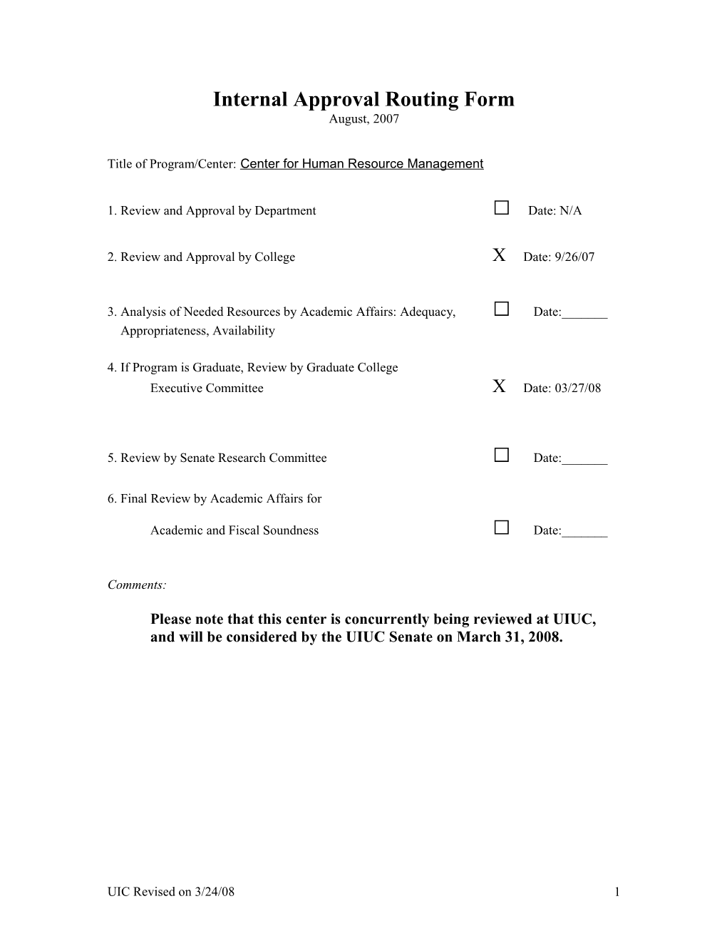 Internal Approval Routing Form