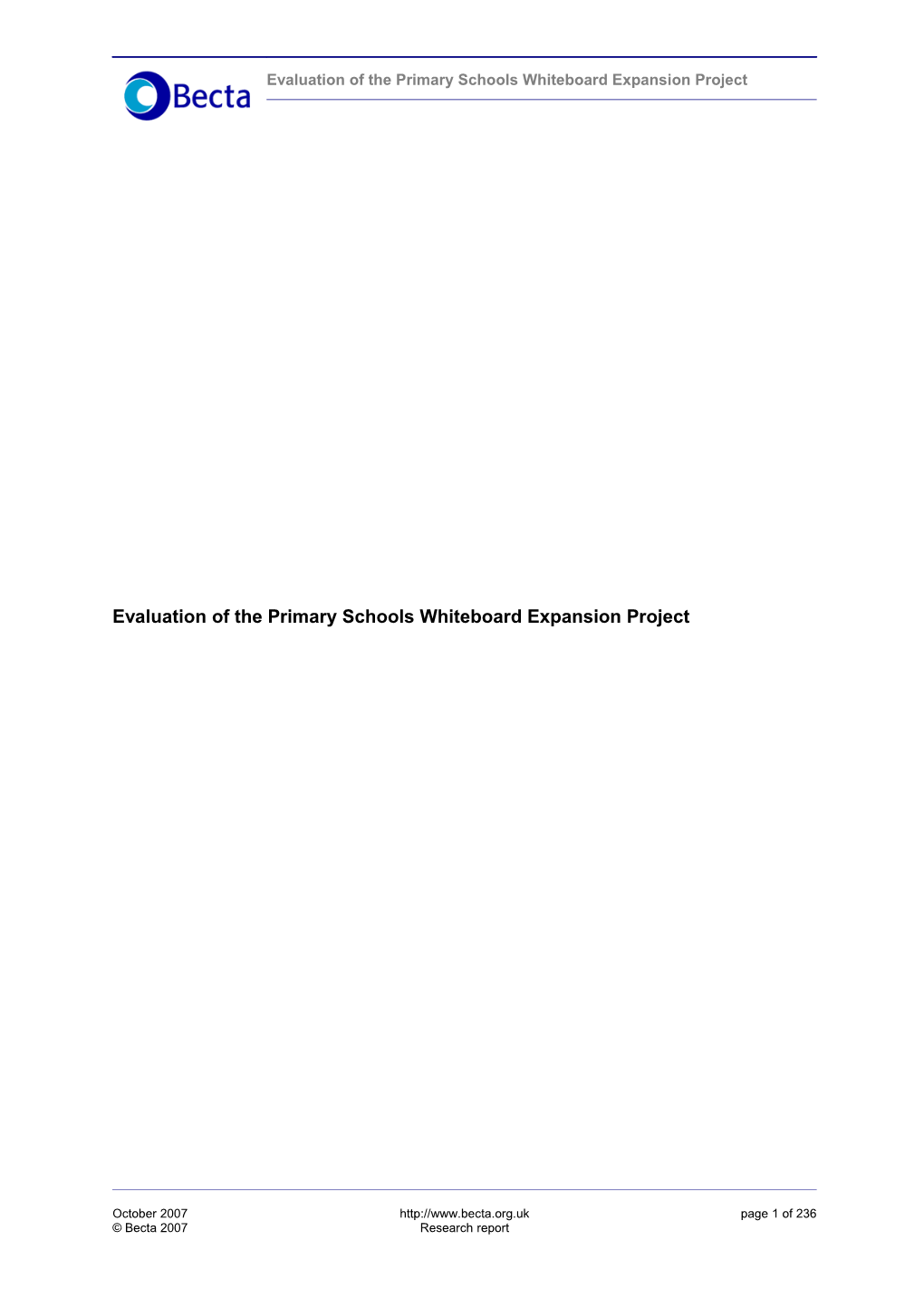 Evaluation of the Primary Schools Whiteboard Expansion Project