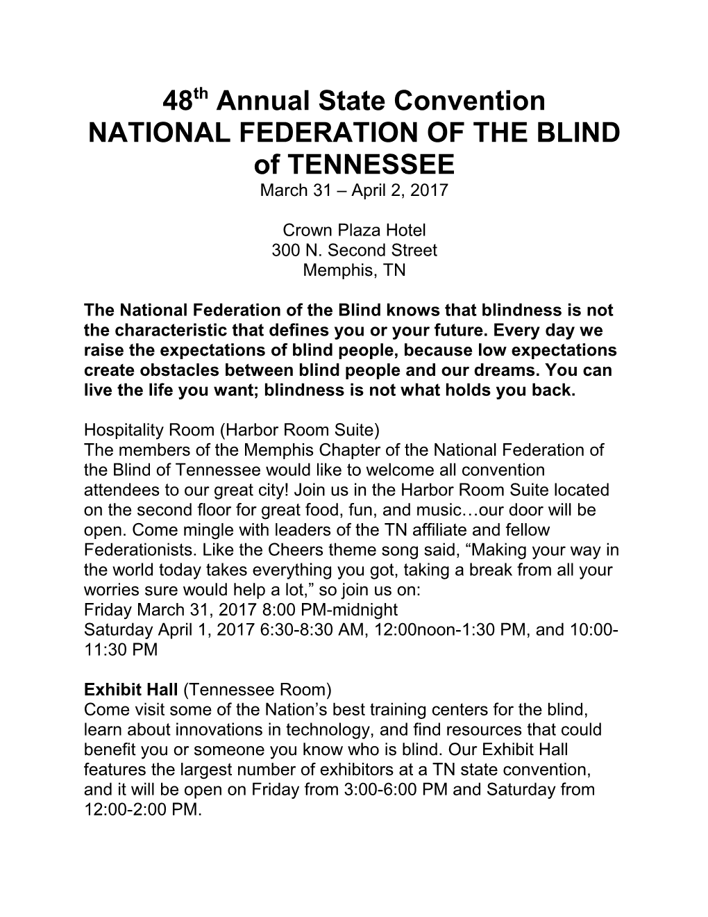 NATIONAL FEDERATION of the BLIND of TENNESSEE