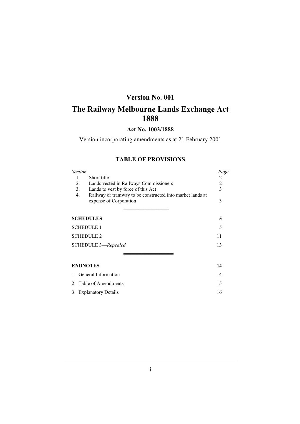 The Railway Melbourne Lands Exchange Act 1888