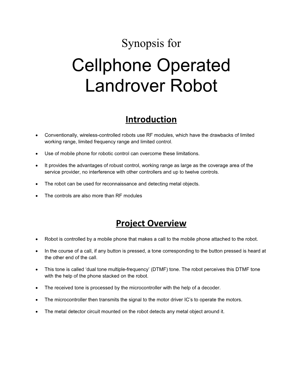 Cellphone Operated Landrover Robot