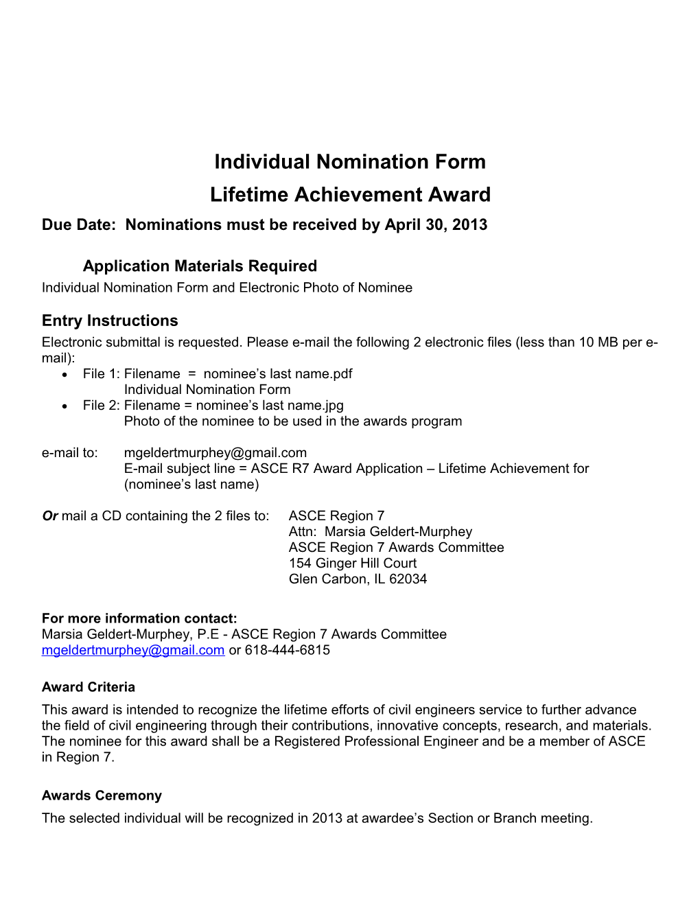 Individual Nomination Form