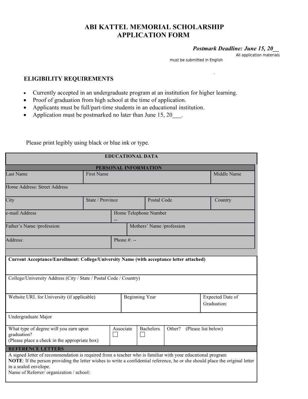 ISA Educational Foundation Application