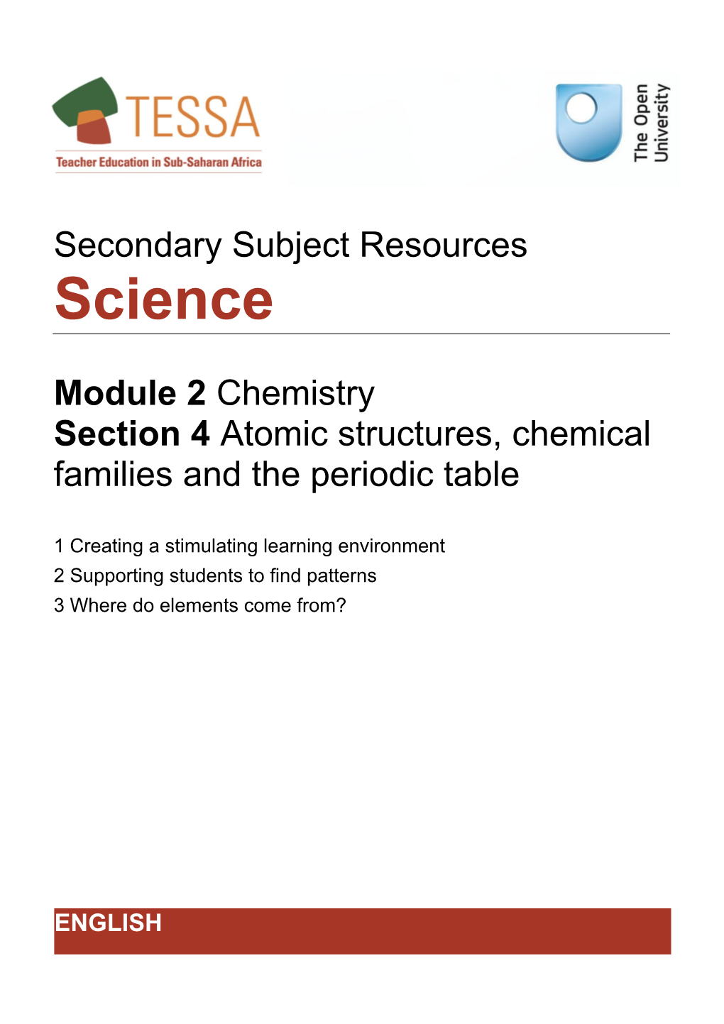 Section 4 : Atomic Structures, Chemical Families and the Periodic Table