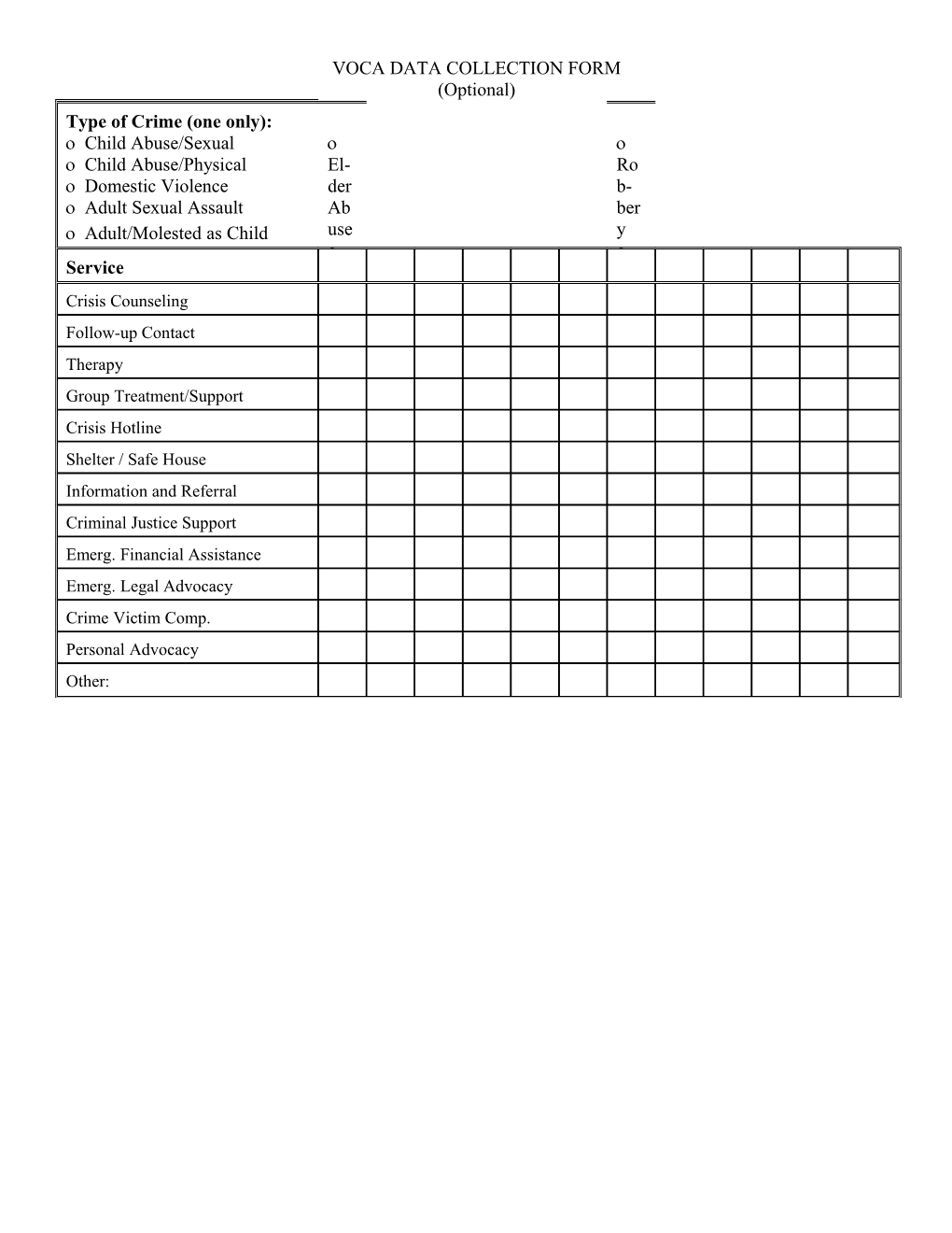 Data Collection Form