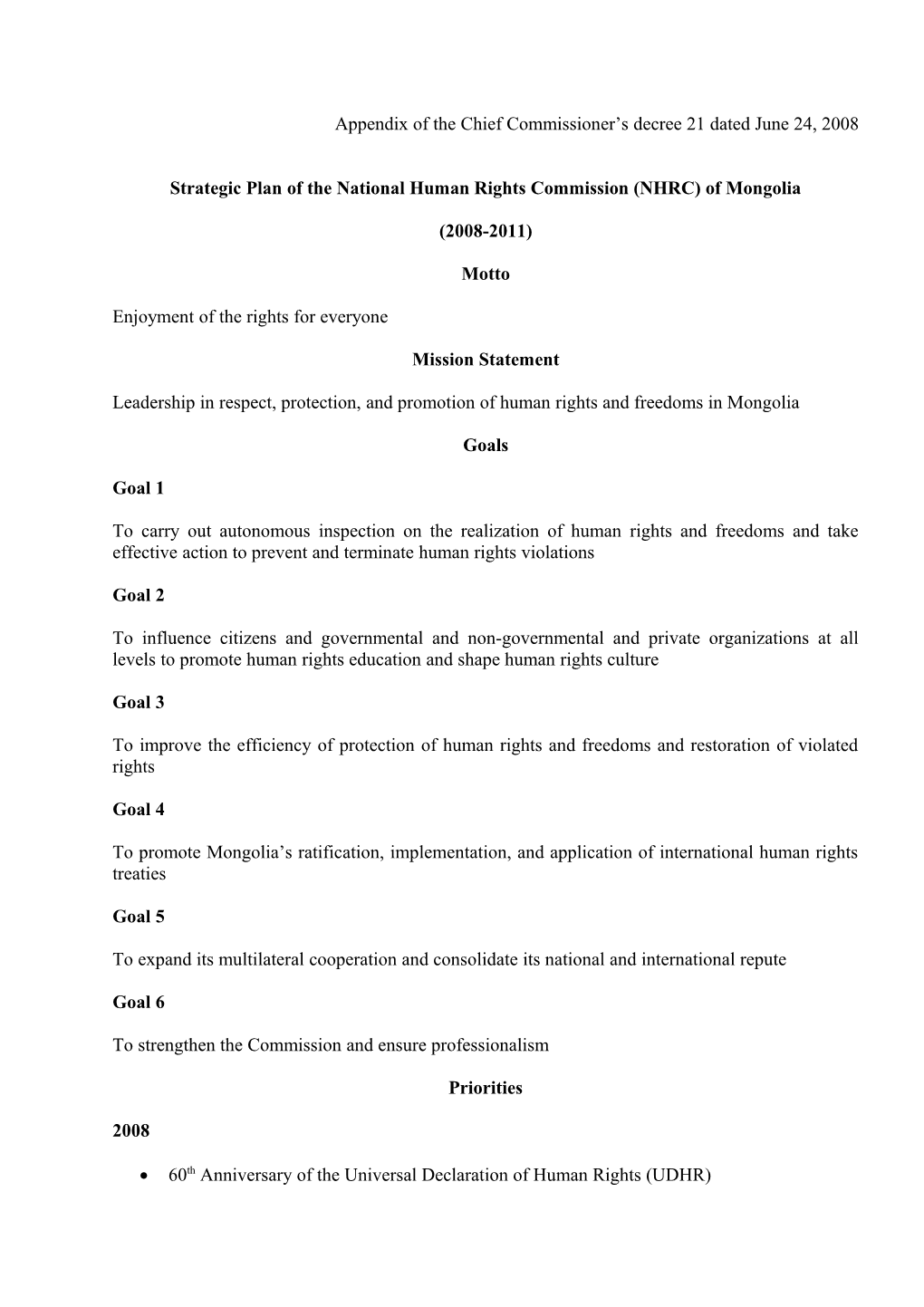 Appendix of the Chief Commissioner S Decree 21 Dated June 24, 2008