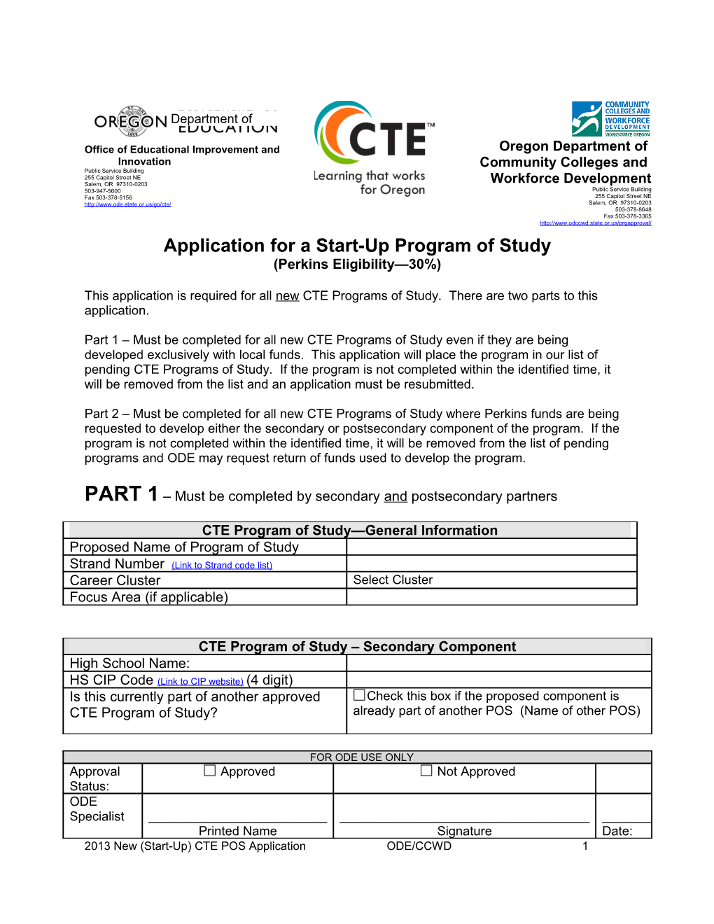 Application for New CTE Program of Study s1