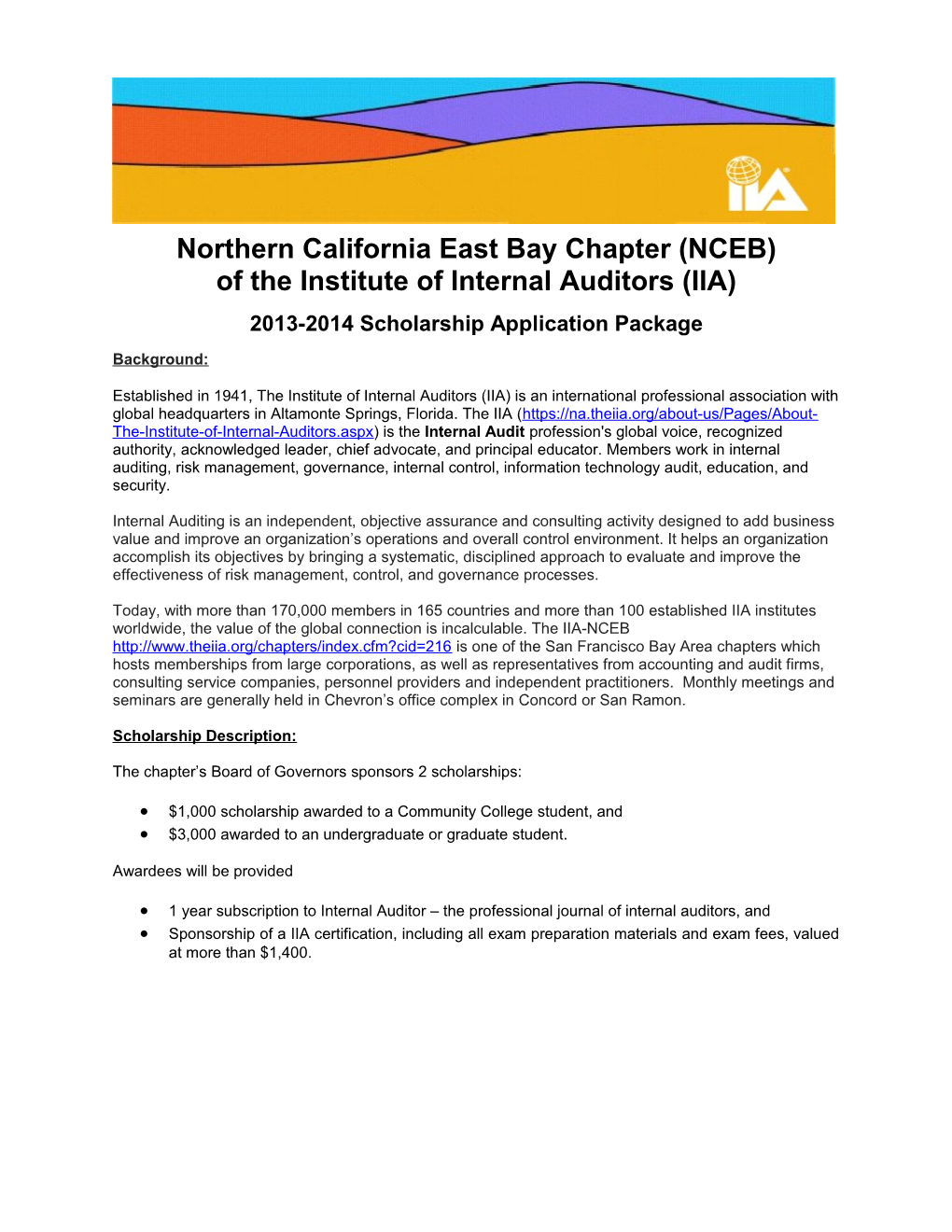 Northern California East Bay Chapter of the Institute of Internal Auditors