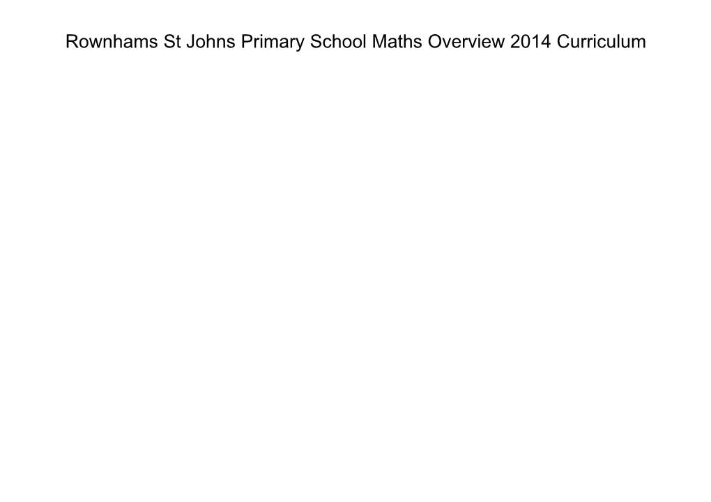 Rownhams St Johns Primary School Maths Overview 2014 Curriculum