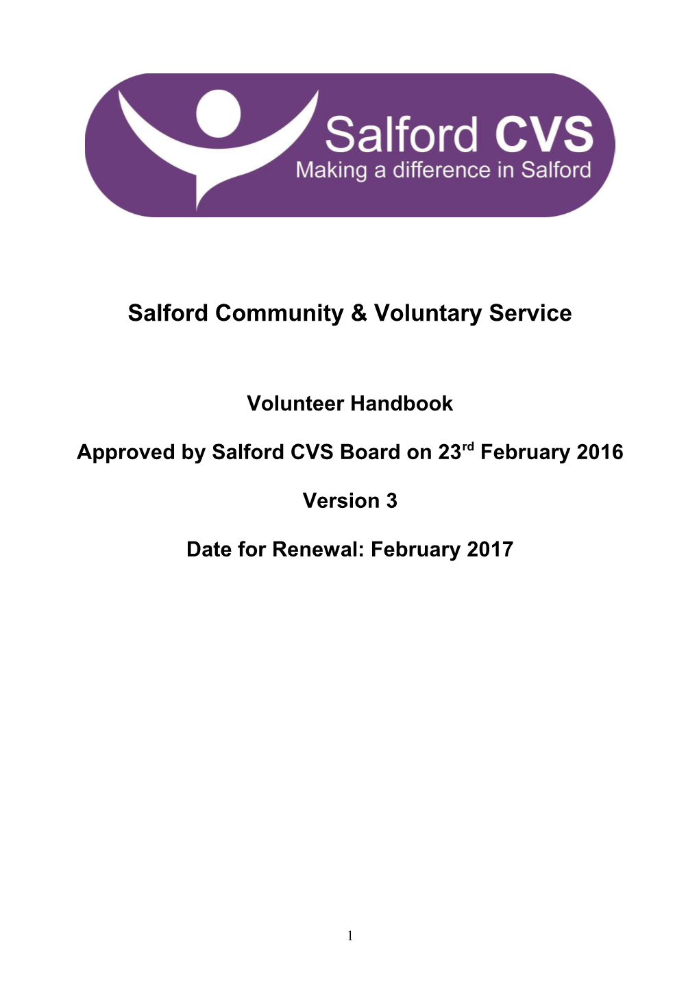 Salford CVS Volunteer Handbook