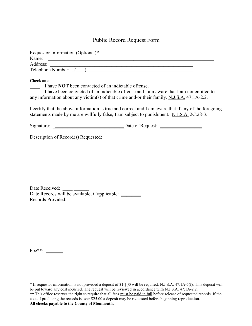 Public Record Request Form