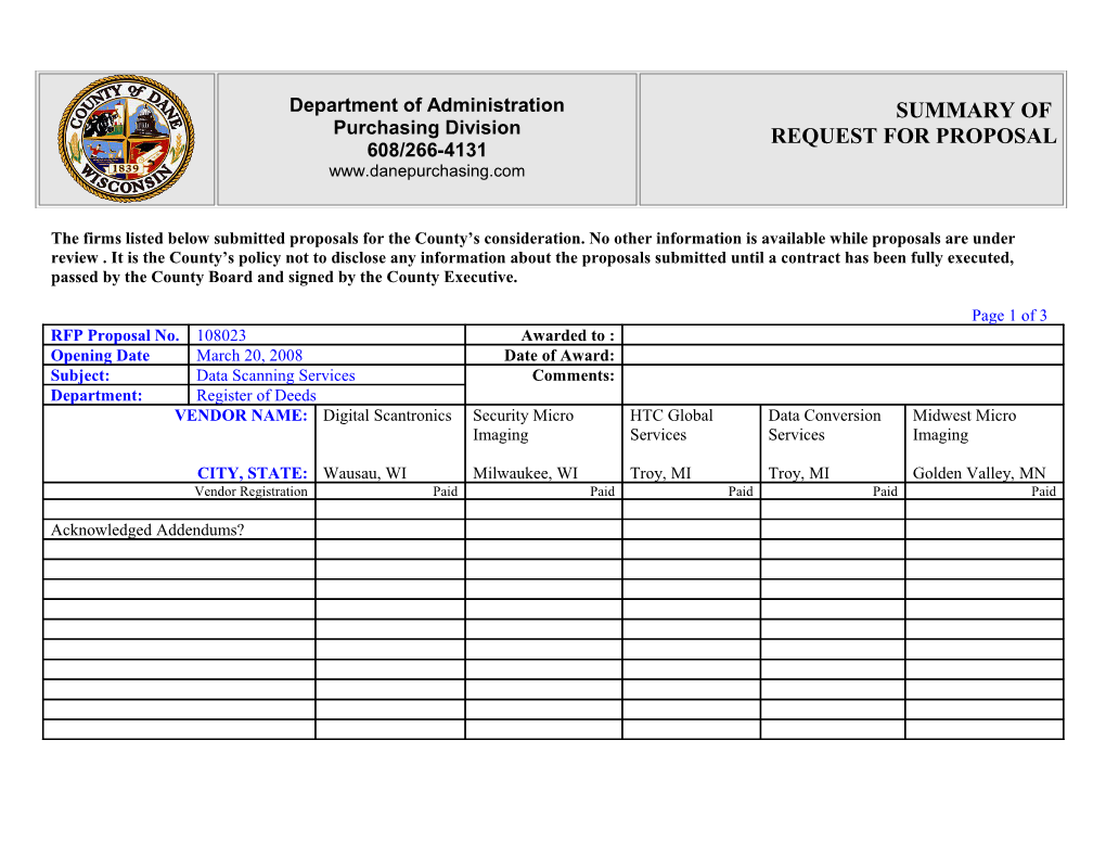 Bid Summary of Quotations s3