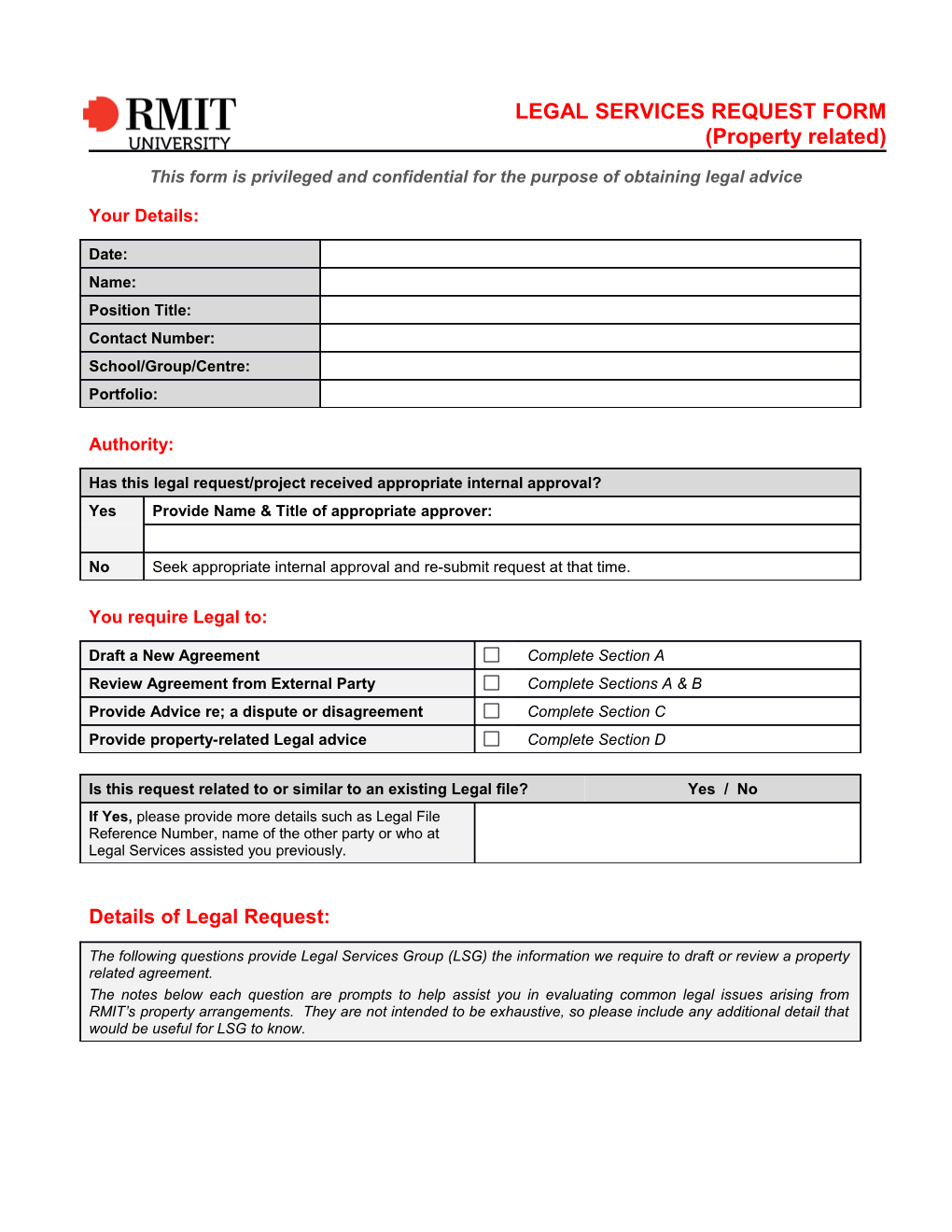 Client Request Form