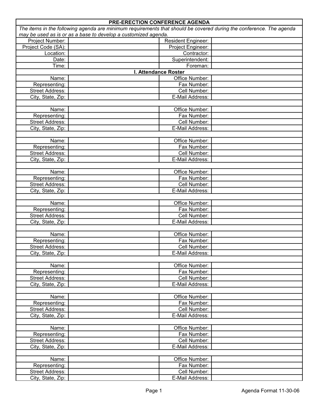 Preconstruction Conference Agenda