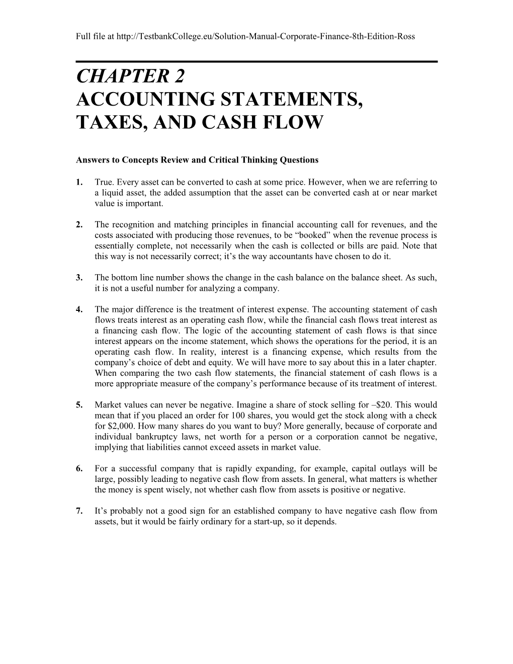 Accounting Statements, Taxes, and Cash Flow